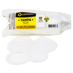 TAMPA COPOBRAS TRANSPARENTE PARA POTE 100ML 50UN