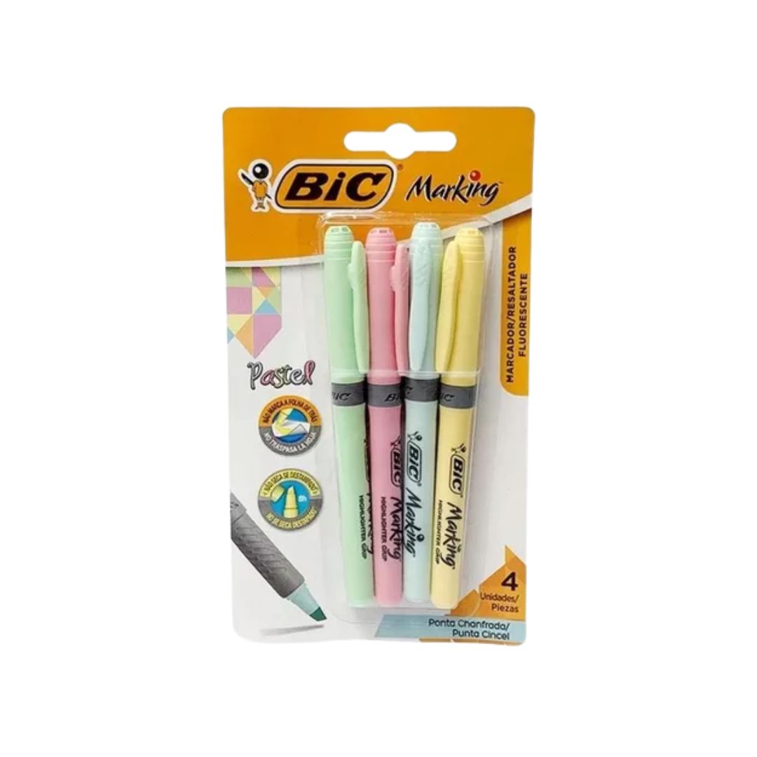 MARCADOR TEXTO BIC PASTEL SORT SM 4UN