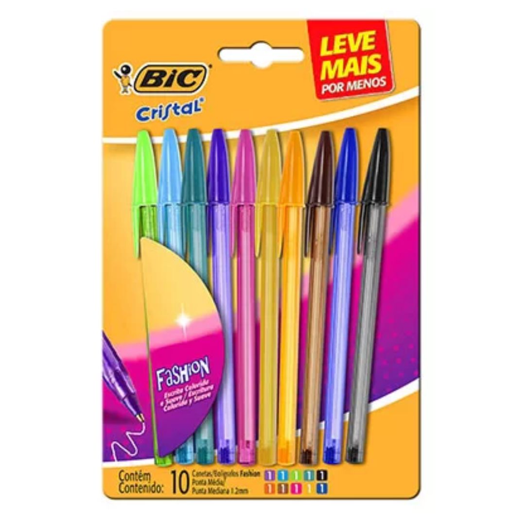 CANETA BIC SHIMMERS FASHION SORTIDA 10 UNIDADE