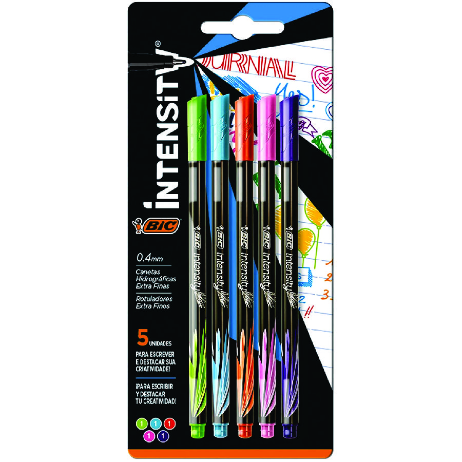 CANETA BIC INTENSITY 0.4 MM COLOR 5 UNIDADES