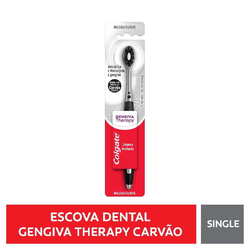 ESCOVA DENTAL MACIA INFUSÃO DE CARVÃO COLGATE GENGIVA THERAPY CABEÇA COMPACTA