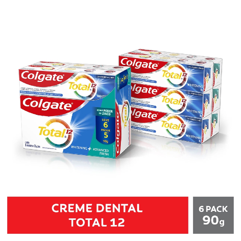 CREMES DENTAIS WHITENING + 3 ADVANCED FRESH COLGATE TOTAL 90G CADA LEVE 6 PAGUE 5