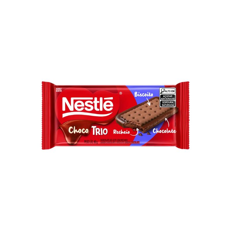 BISCOITO NESTLE CHOCOTRIO CHOCOLATE 90GR