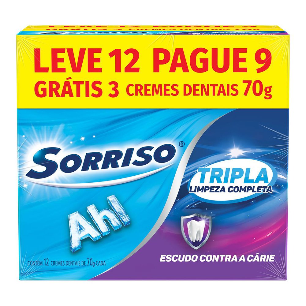 CREME DENTAL SORRISO TRIPLA LIMPEZA COMPLETA LEVE 12 PAGUE 9 70GR
