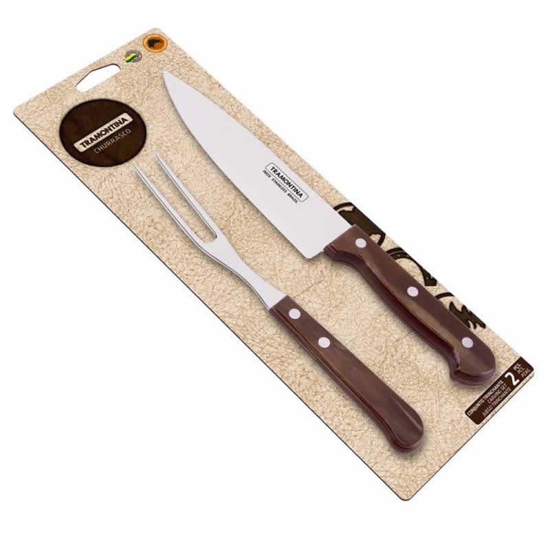 CONJUNTO CHURRASCO TRAMONTINA INOX 2 PECAS TRADICIONAL