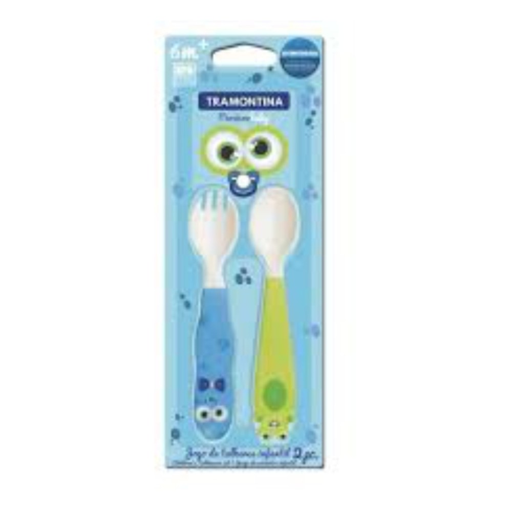 CONJUNTO TRAMONTINA 2 PECAS MONSTER BABY AZUL