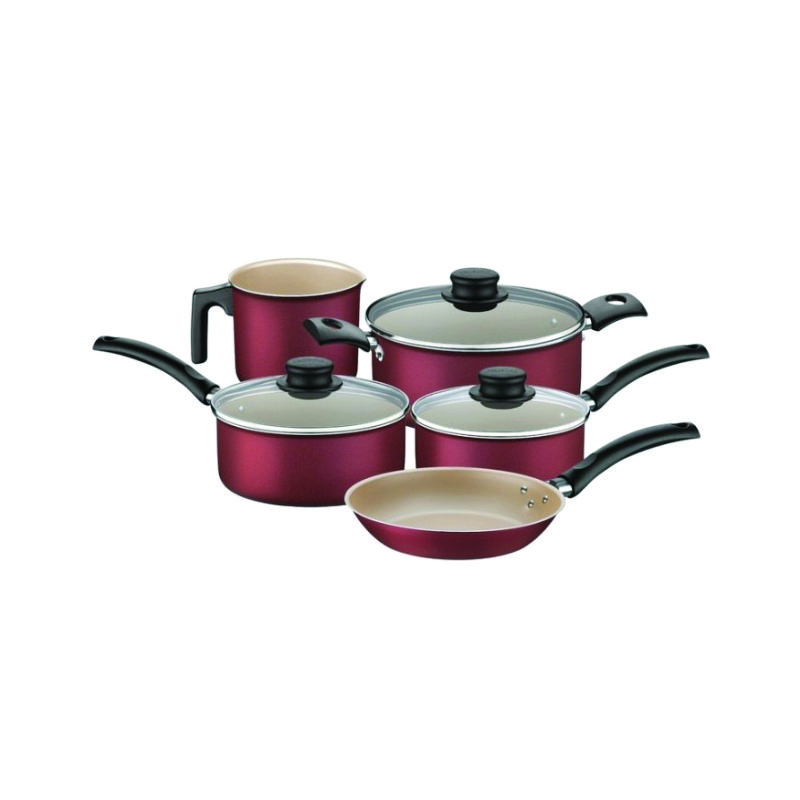 CONJUNTO PANELA TRAMONTINA ALUMINIO TURIM VERMELHO 5 PECAS