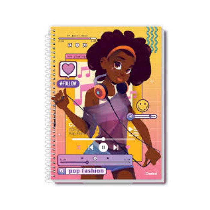 CADERNO CREDEAL CAPA DURA UNIVERSITARIO POP FASHION 12MATERIAS 168 FOLHAS