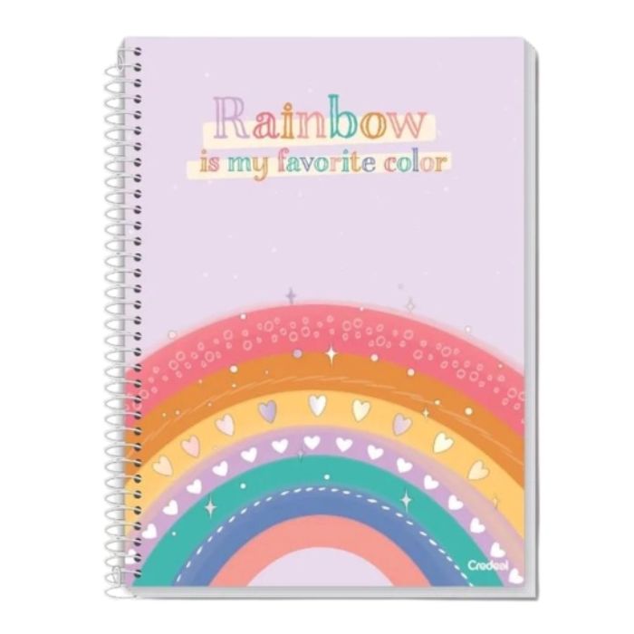 CADERNO CREDEAL CAPA DURA UNIVERSITARIO ARCO-IRIS 01 MATERIA 80 FOLHAS
