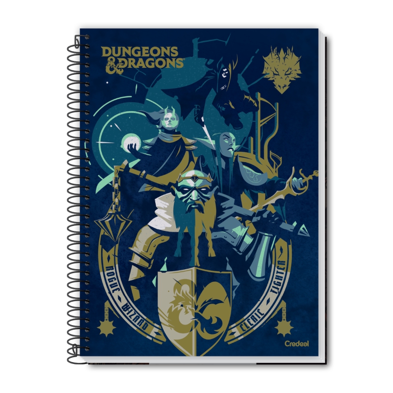 CADERNO CREDEAL CAPA DURA UNIVERSITARIO DUNGEONS E DRAGONS 16 MAT 256 FLS