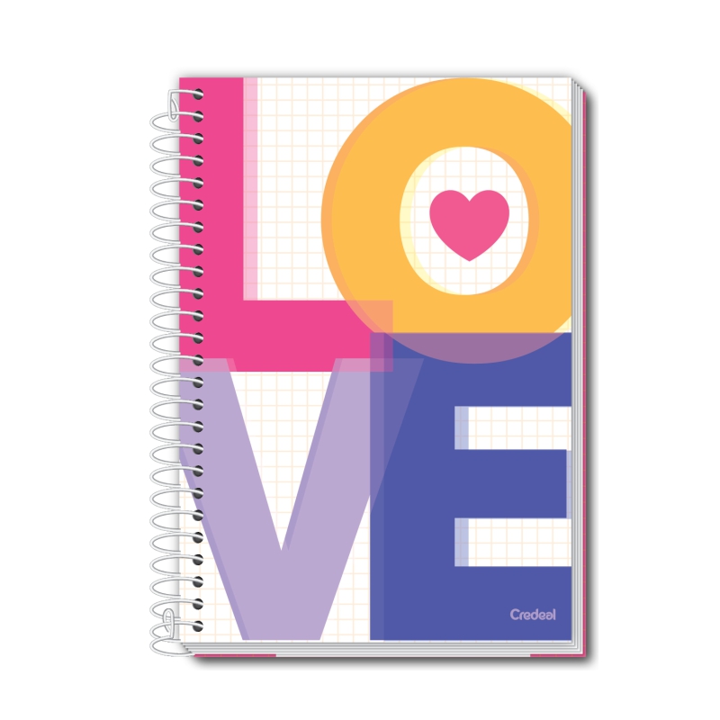 CADERNO CREDEAL CAPA DURA UNIVERSITARIO LOVE 10 MATERIAS 200 FOLHAS