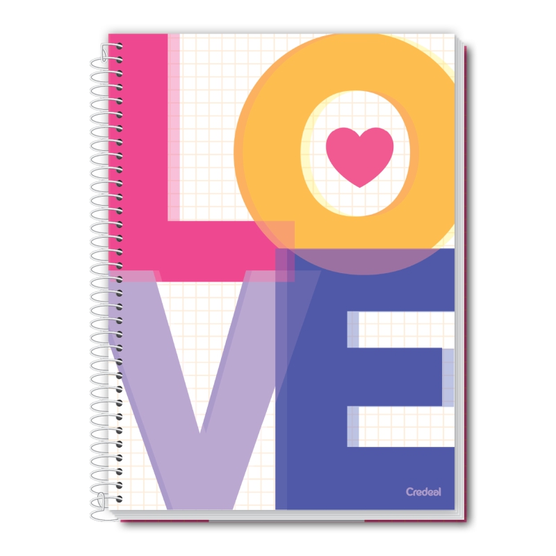 CADERNO CREDEAL CAPA DURA UNIVERSITARIO LOVE 12 MATERIAS 240 FOLHAS