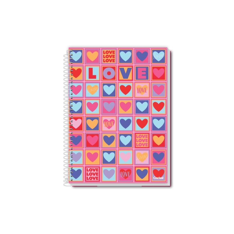 CADERNO CREDEAL CAPA DURA UNIVERSITARIO LOVE 20 MATERIAS 400 FOLHAS