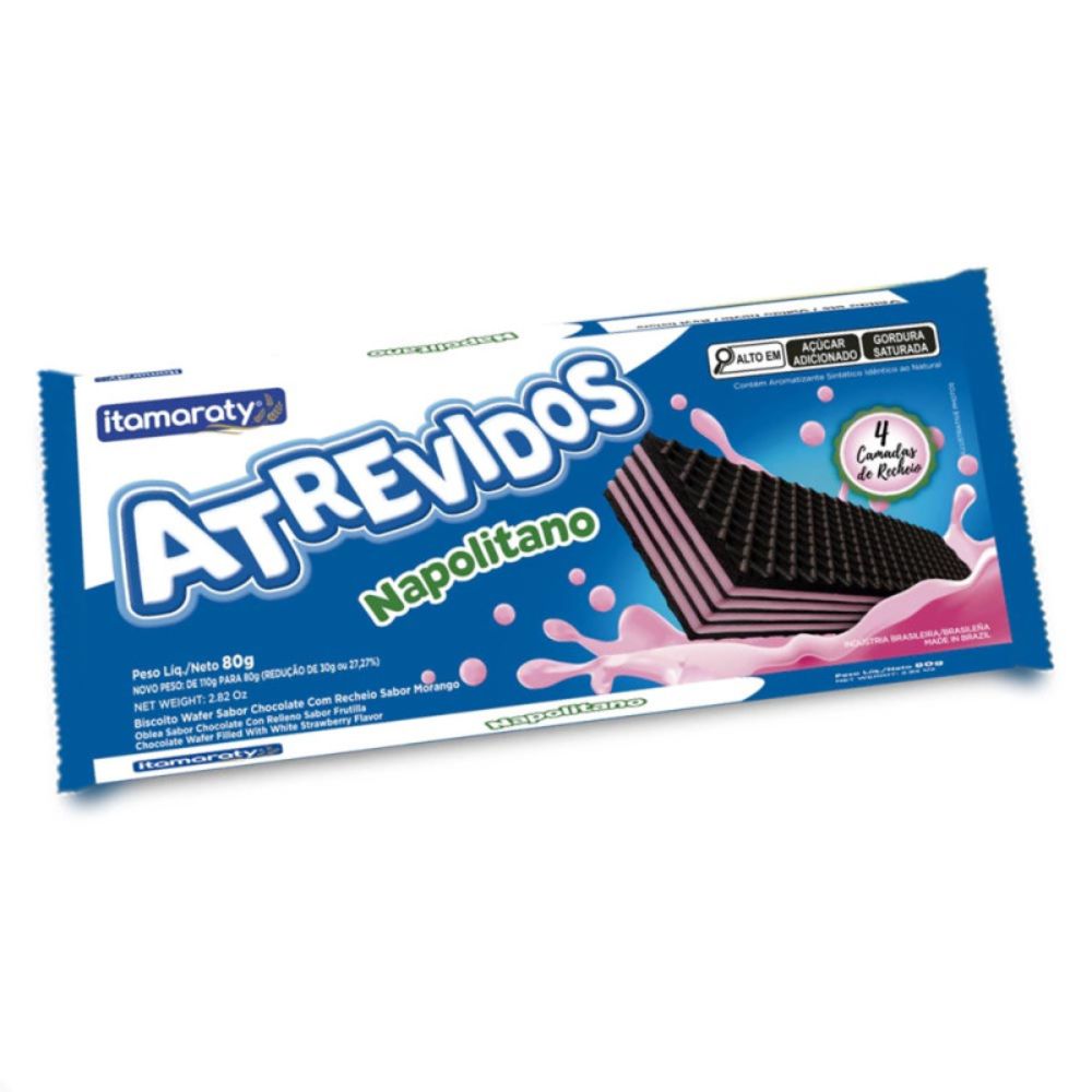 BISCOITO ITAMARATY WAFER ATREVIDOS NAPOLITANO 80 GR