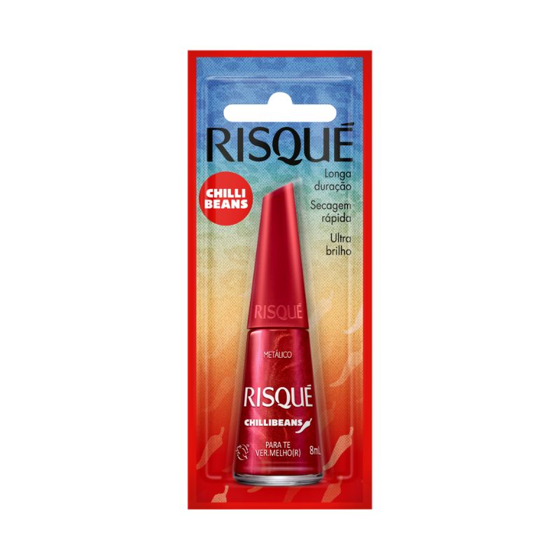 ESMALTE METÁLICO PARA TE VER.MELHO(R) RISQUÉ CHILLI BEANS BLISTER 8ML