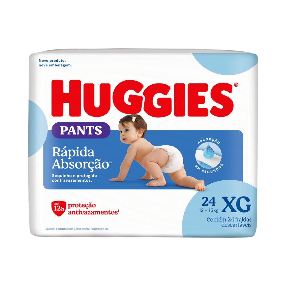 FRALDA HUGGIES TRIPLA PROTECAO ROUPINHA MEGA XG 24UN