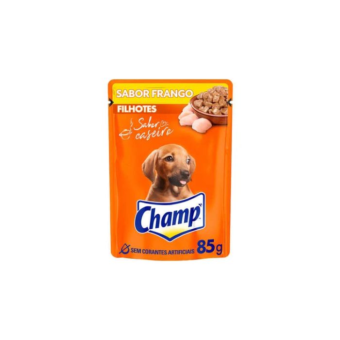 RACAO CAO CHAMP FILHOTE FRANGO SH 85GR