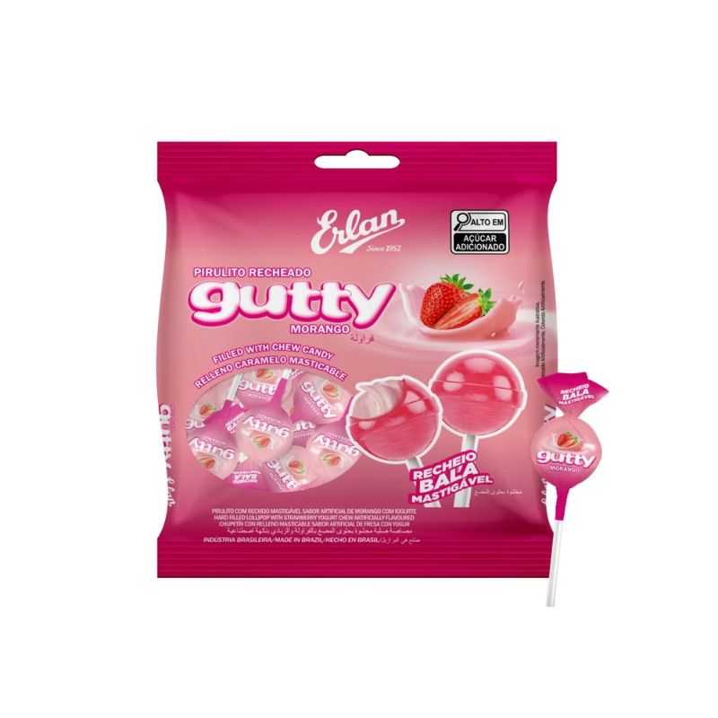 PIRULITO GUTTY MORANGO RECHEADO 480GR