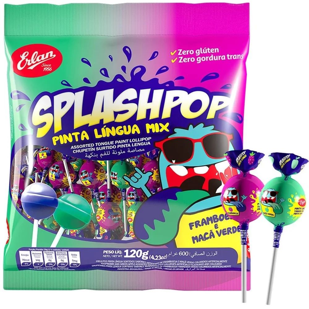 PIRULITO SPLASHPOP PINTA LINGUA SORTIDA 480GR