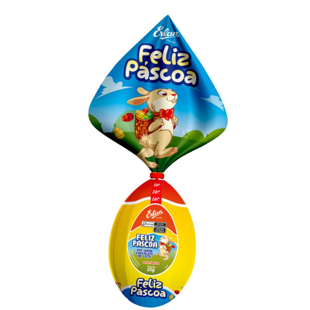 OVO PASCOA ERLAN FELIZ PASCOA 50GR
