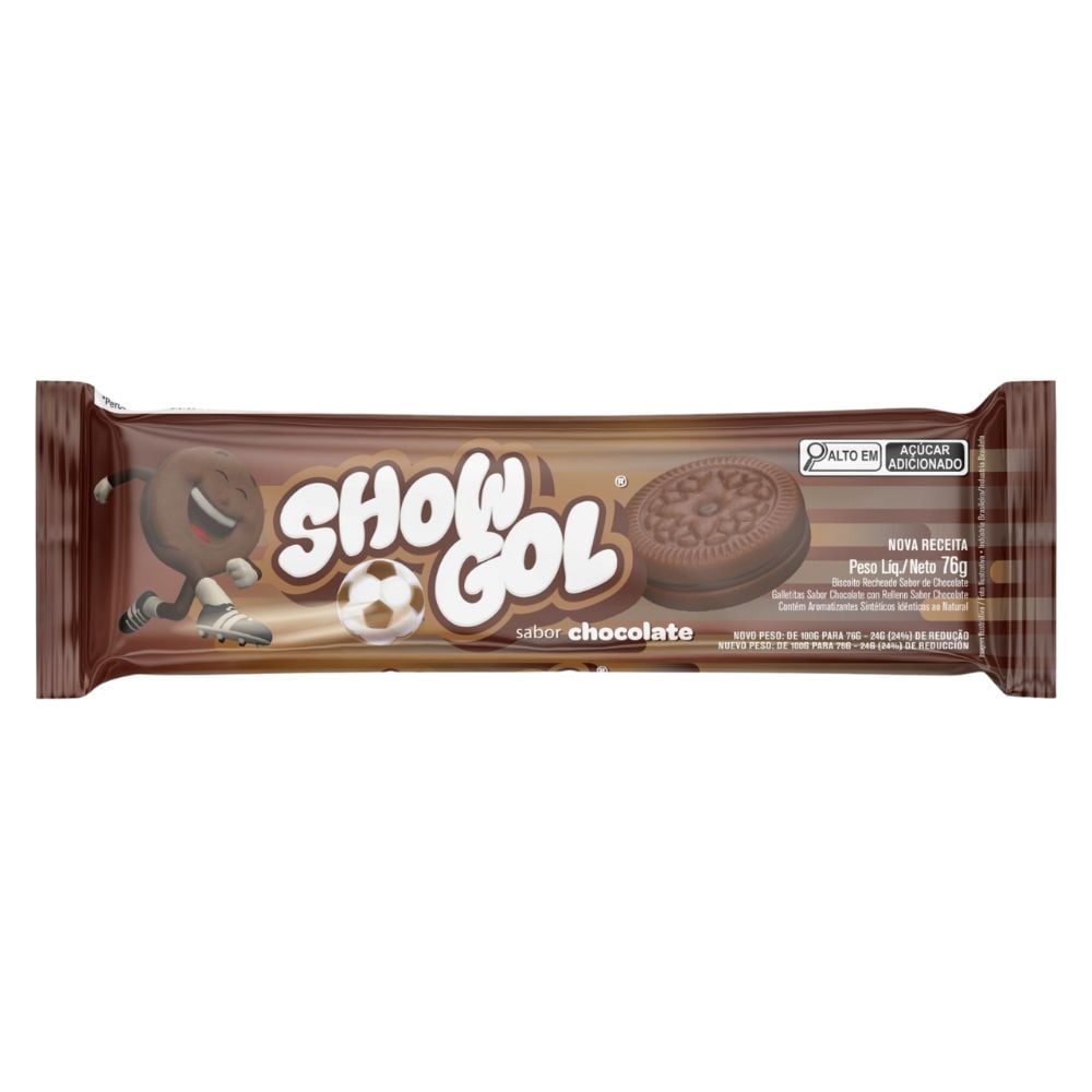 BISCOITO CORY SHOW GOL RECHEADO CHOCOLATE 76GR