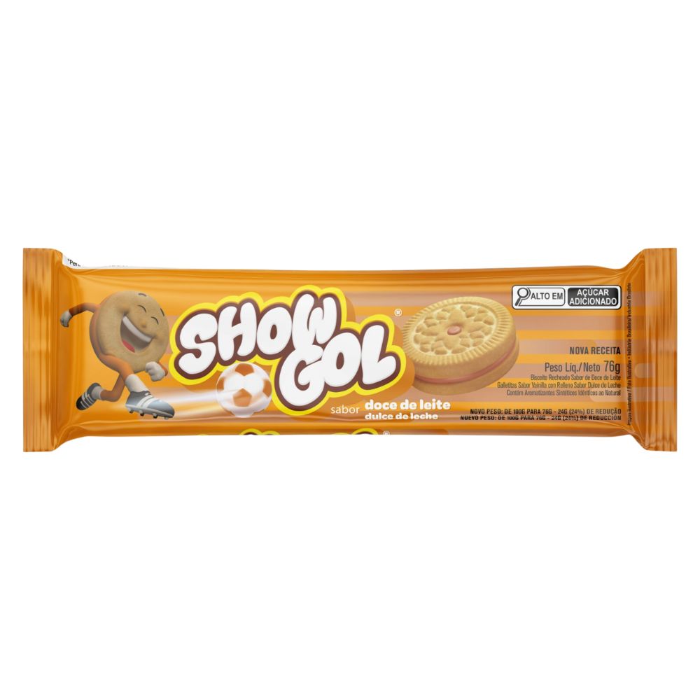 BISCOITO CORY SHOW GOL RECHEADO DOCE LEITE 76GR