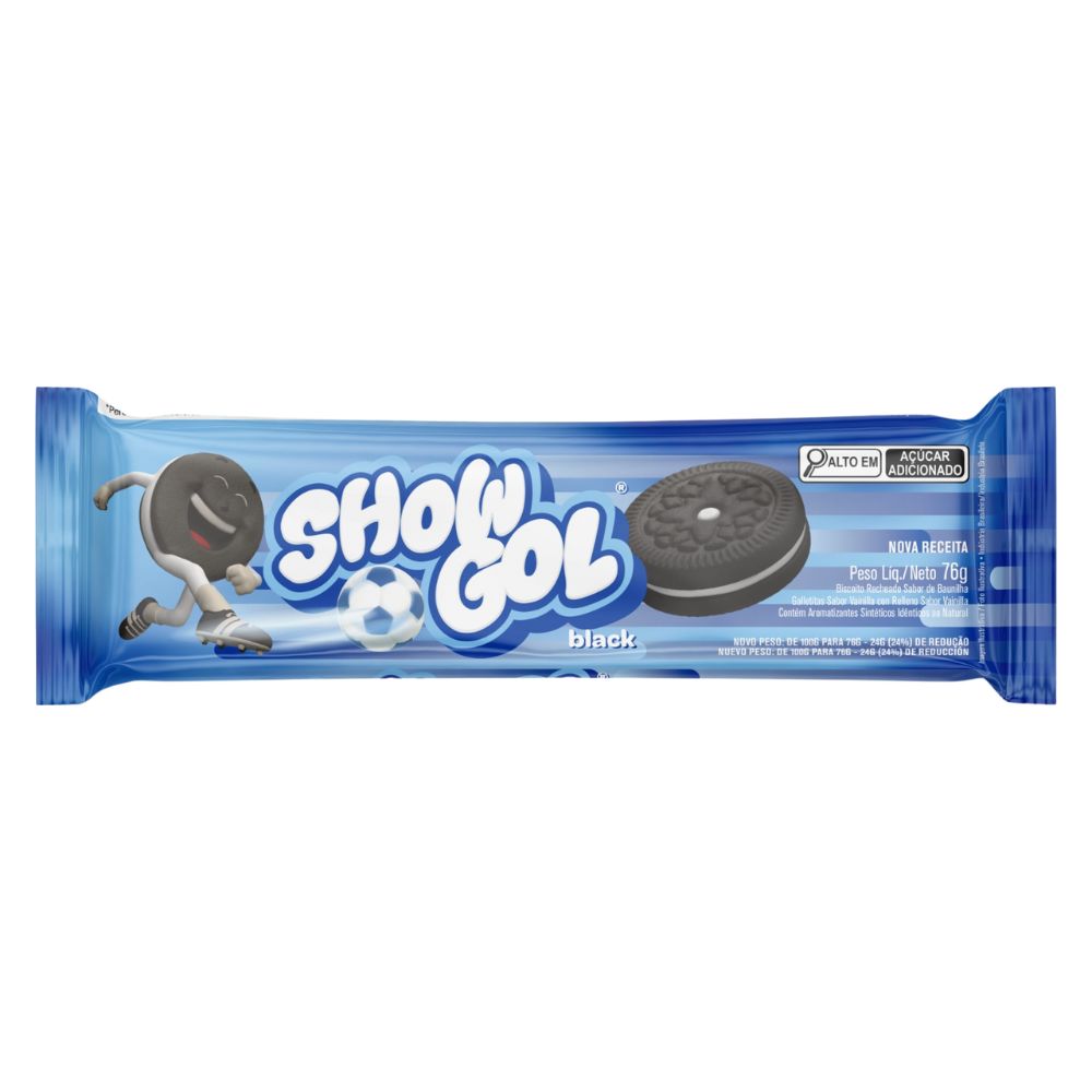 BISCOITO CORY SHOW GOL RECHEADO BLACK BAUNILHA 76GR