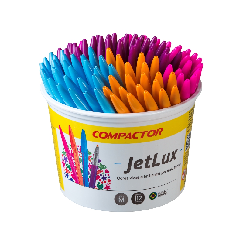 CANETA COMPACTOR JET LUX CORES VIBRANTES SORTIDAS 112 UNIDADES