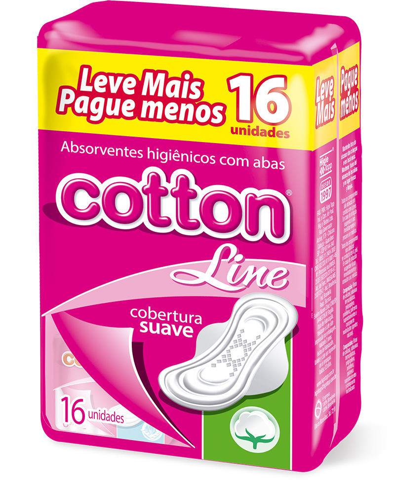 ABSORVENTE COTTON LINE SUAVE COM ABAS 16 UN