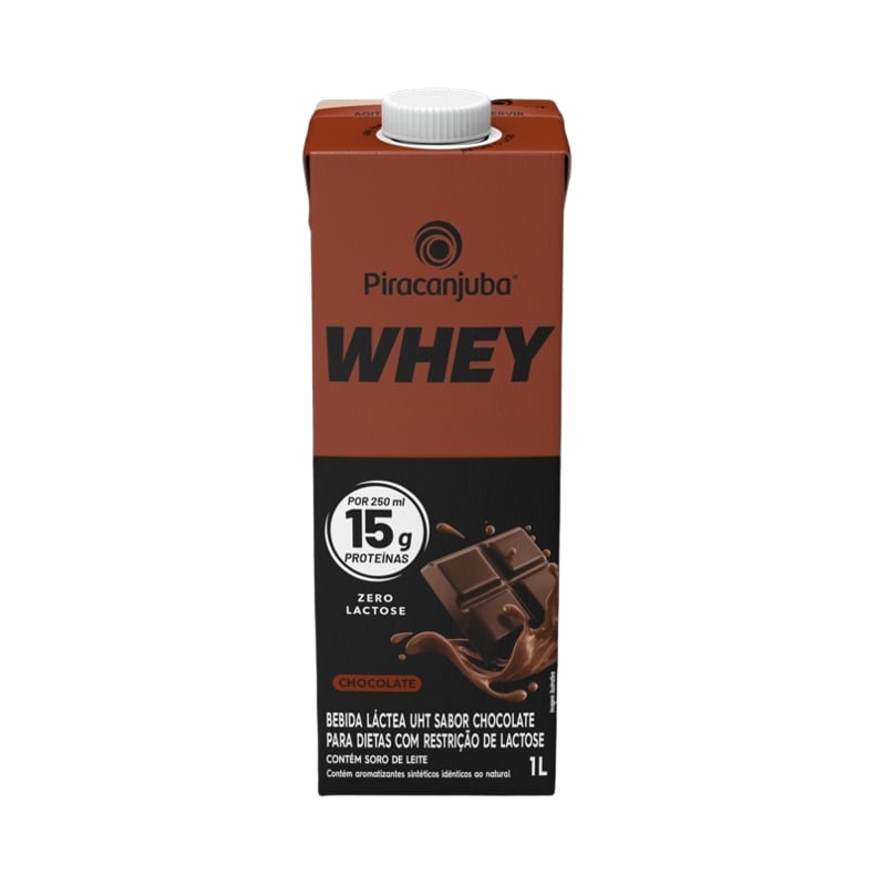 BEBIDA LACTEA WHEY PIRACANJUBA 15G PROTEINA CHOCOLATE ZERO LACTOSE 1 LITRO