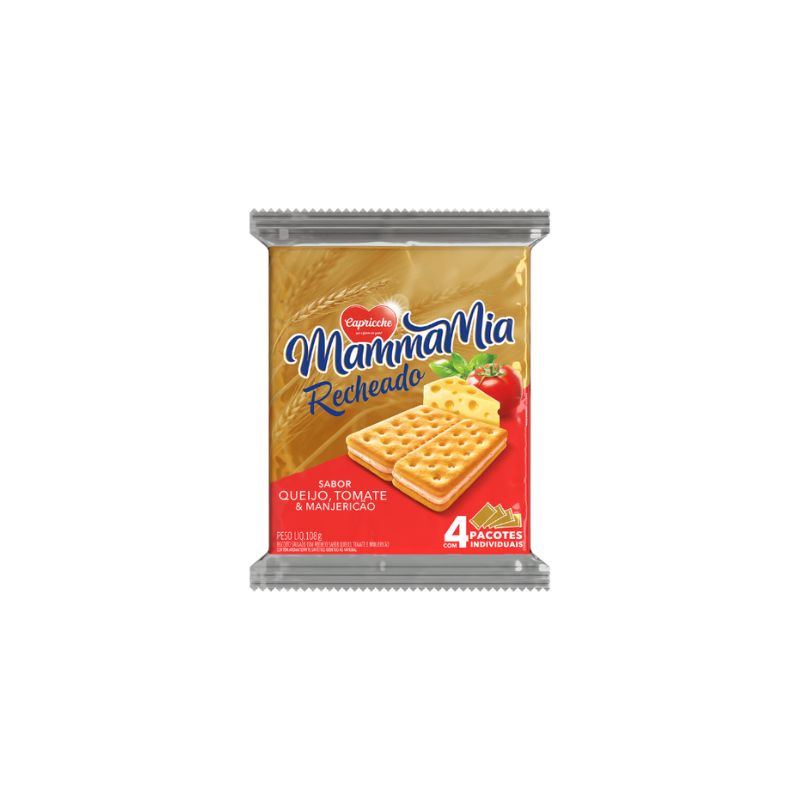 BISCOITO CAPRICCHE QUEIJO TOMATE MANJERICAO 108GR