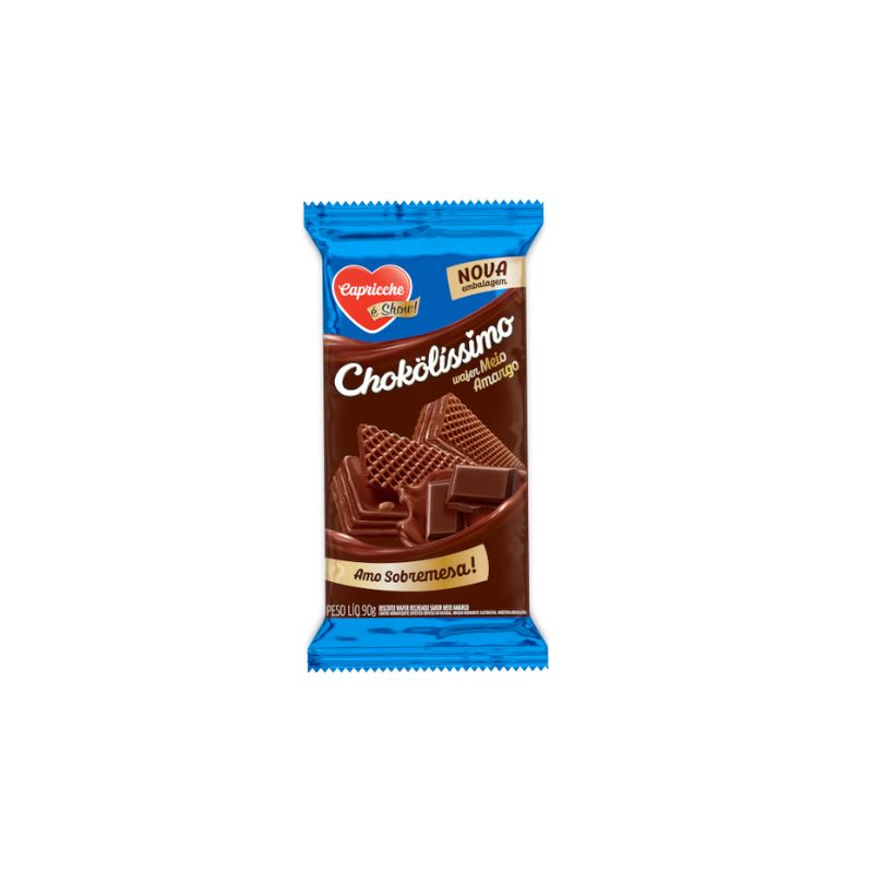 BISCOITO CAPRICCHE WAFER CHOKOLISSIMO MEIO AMARGO 90GR