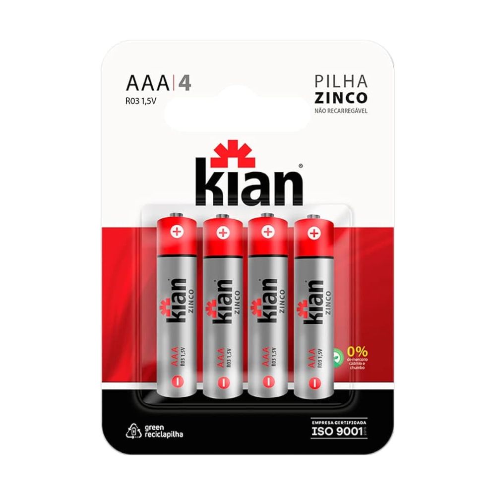 PILHA KIAN ZINCO PALIT AAA C/4