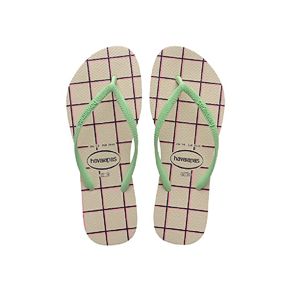 SANDALIA HAVAIANAS SLIM HARMONY FC BEGE PALHA/VERDE JARDIM 37/38