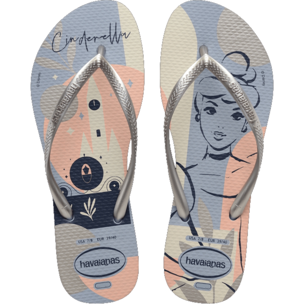 SANDALIA HAVAIANAS SLIM PRINCESAS VENTO/PRATA 33/34
