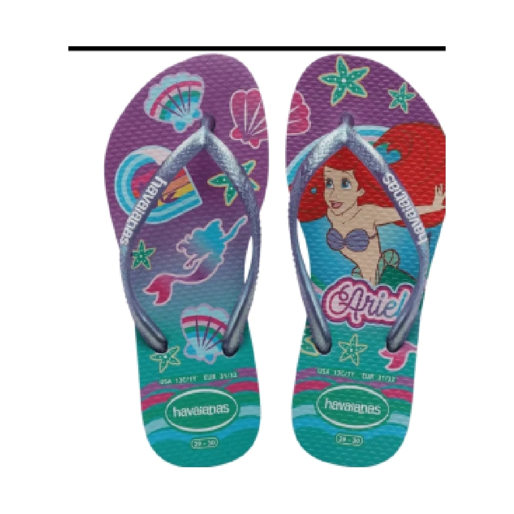 SANDALIA HAVAIANAS  KIDS SLIM PRINCESS LILAS CALMO /VERDE METALICO 33/34