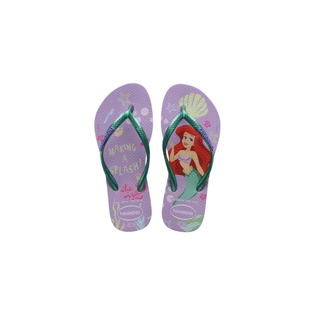 SANDALIA HAVAIANAS KIDS SLIM PRINCESS LILAS CALMO /VERDE METALICO 35/36