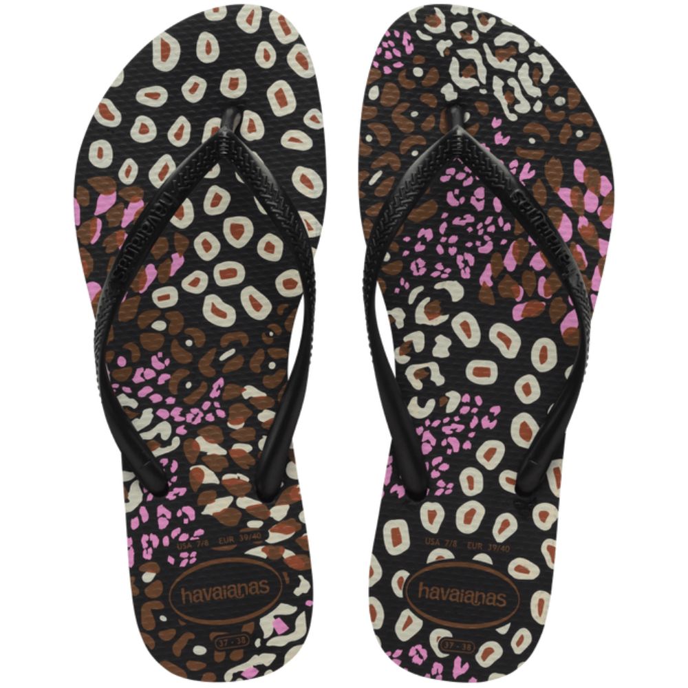 SANDALIA HAVAIANAS SLIM ANIMALS PRETO/PINK 37/38