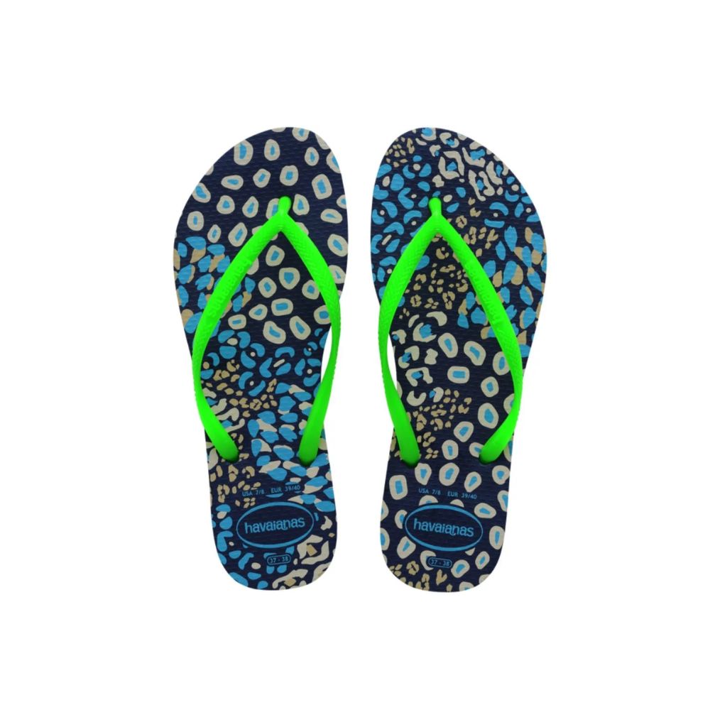 SANDALIA HAVAIANAS SLIM ANIMALS AZUL/VERDE 35/36