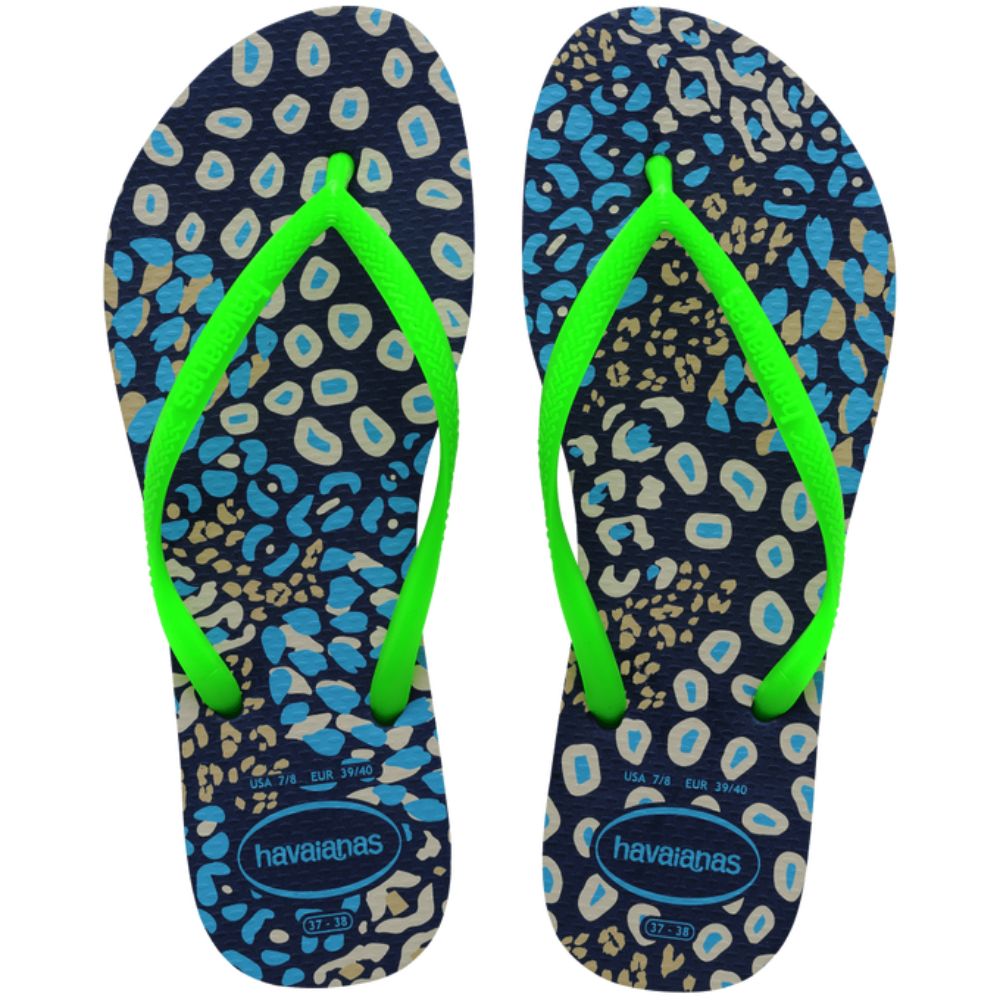 SANDALIA HAVAIANAS SLIM ANIMALS AZUL/VERDE 37/38