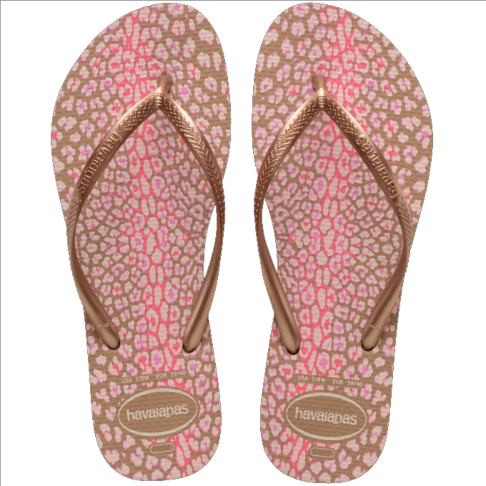 SANDALIA HAVAIANAS FEMENINA SLIM ANIMALS ROSE/CAFE 33/34