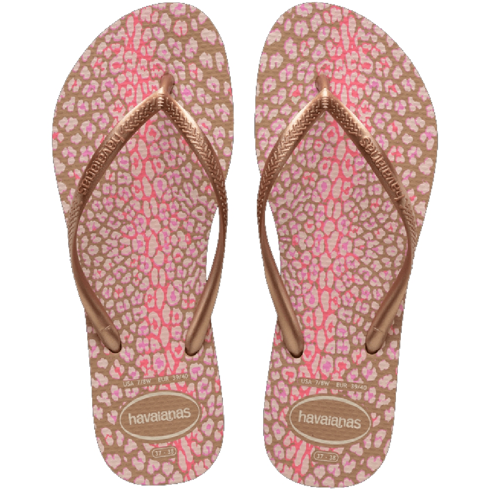 SANDALIA HAVAIANAS FEMENINA SLIM ANIMALS ROSE/CAFE 41/42