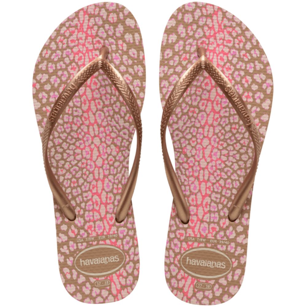 SANDALIA HAVAIANAS SLIM ANIMALS ROSE GOLD 33/34