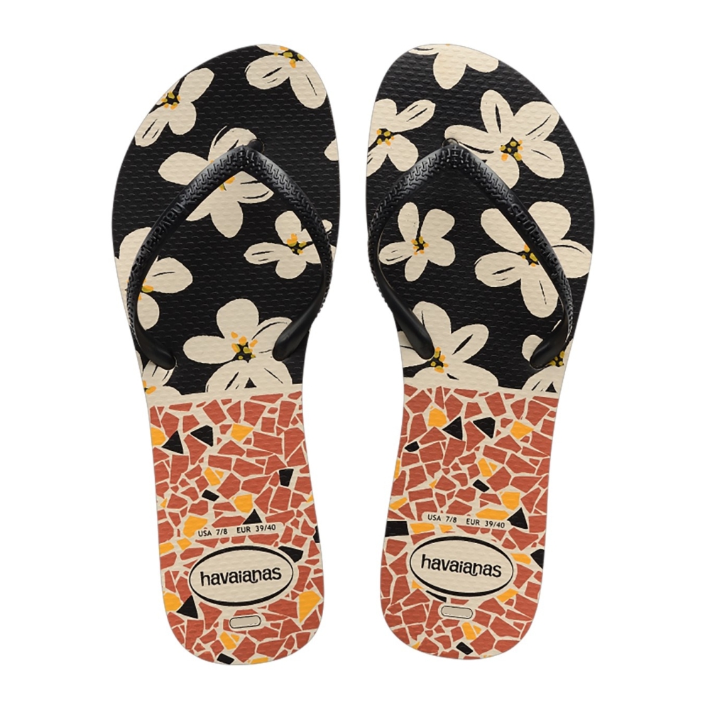 SANDALIA HAVAIANAS FLAT MIX BEGE/PRETO 39/40