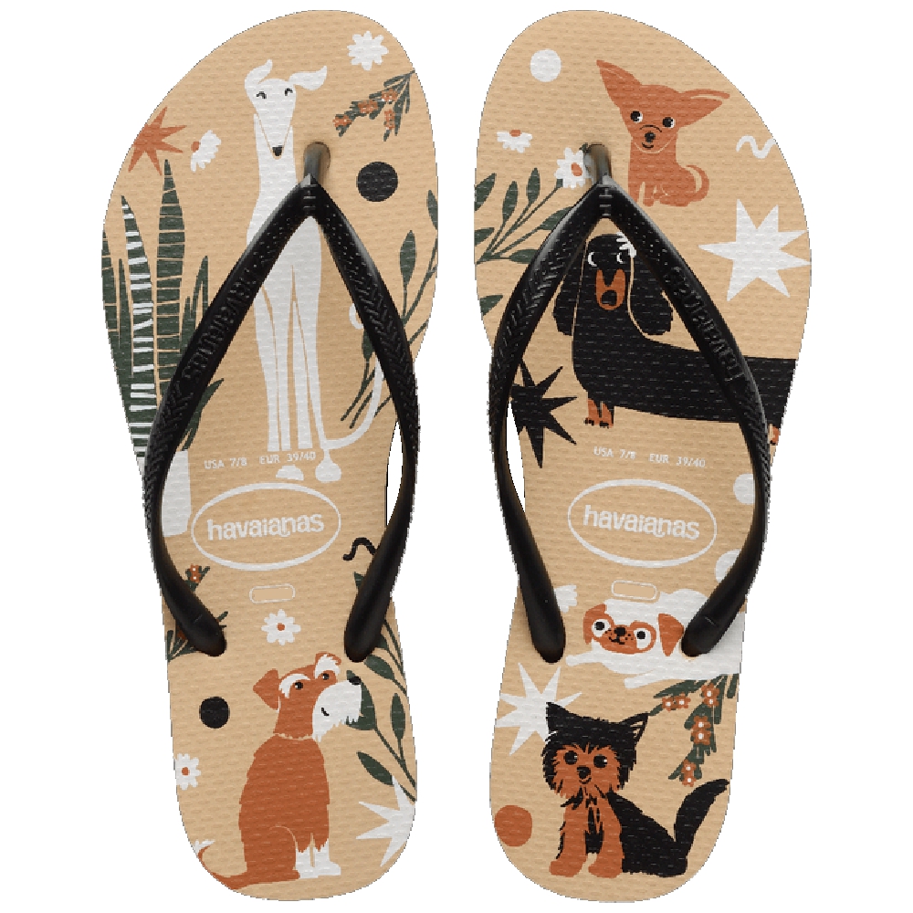 SANDALIA HAVAIANAS SLIM PETS DOURADO/PRETO 35/36