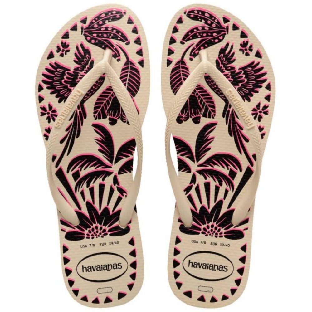 SANDALIA HAVAIANAS FEMININA SLIM TUCANO BEGE PALHA 37/38