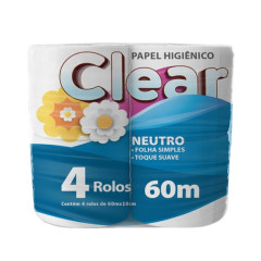 PAPEL HIGIENICO CLEAR NEUTRO FOLHA SIMPLES 4X60MT