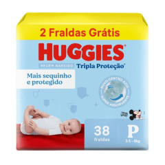 FRALDA HUGGIES TRIPLA PROTECAO MEGUINHA P 38UN