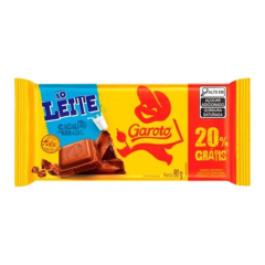 CHOCOLATE GAROTO TABLETE AO LEITE 20% GRATIS 80 GR