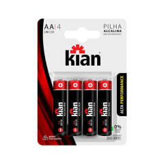 PILHA KIAN ALCALINA PEQUENA AA C/4